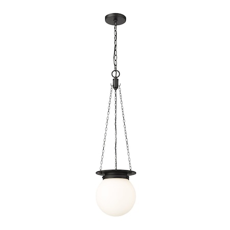 Z-Lite Calhoun Pendant, 1-Light, 9 In.W x 10.75 In.H, Matte black/white opal 7505P9-MB